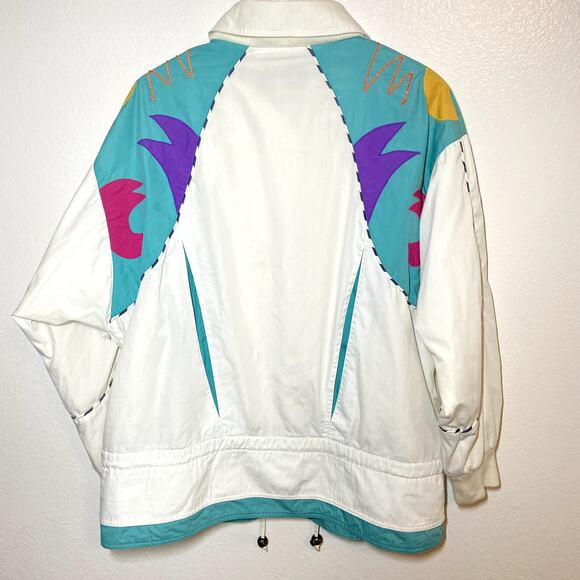 Vintage Mulberry Street Ski Jacket Button Up 90s Retro Collared White Medium - Picture 4 of 4